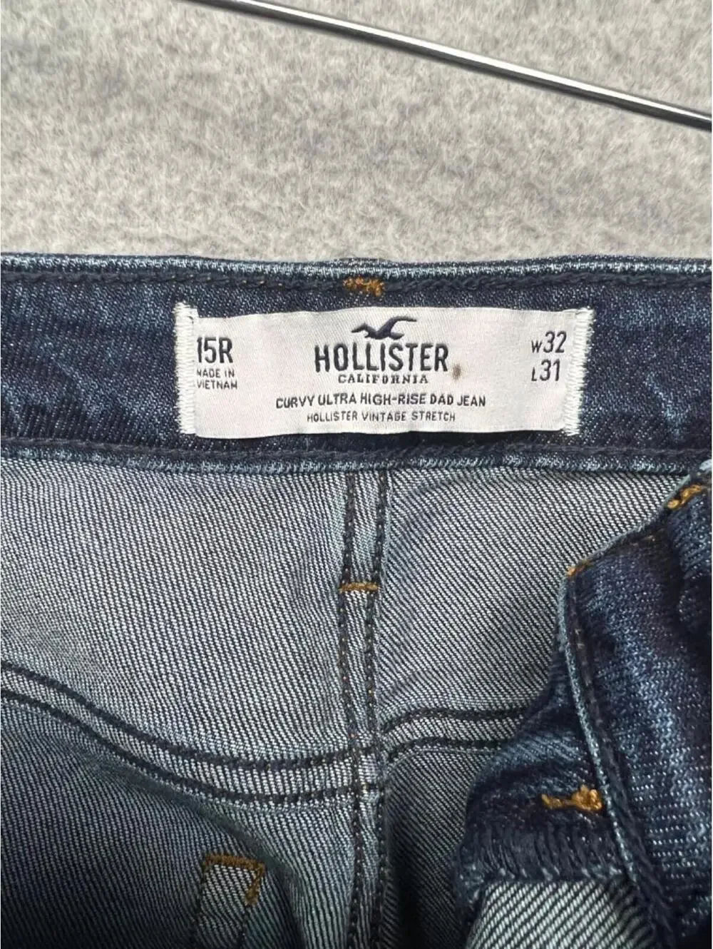 90s Hollister Curvy Ultra High-Rise Dad Jeans Womens 15R Distressed Denim